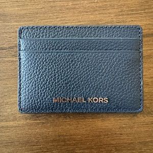 MICHAEL MICHAEL KORS
Pebbled Leather Card Case, Navy